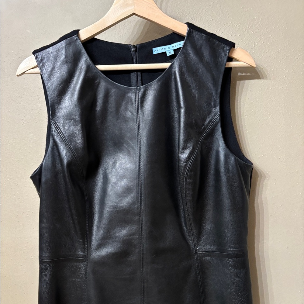 Antonio Melani Black Faux Leather Top